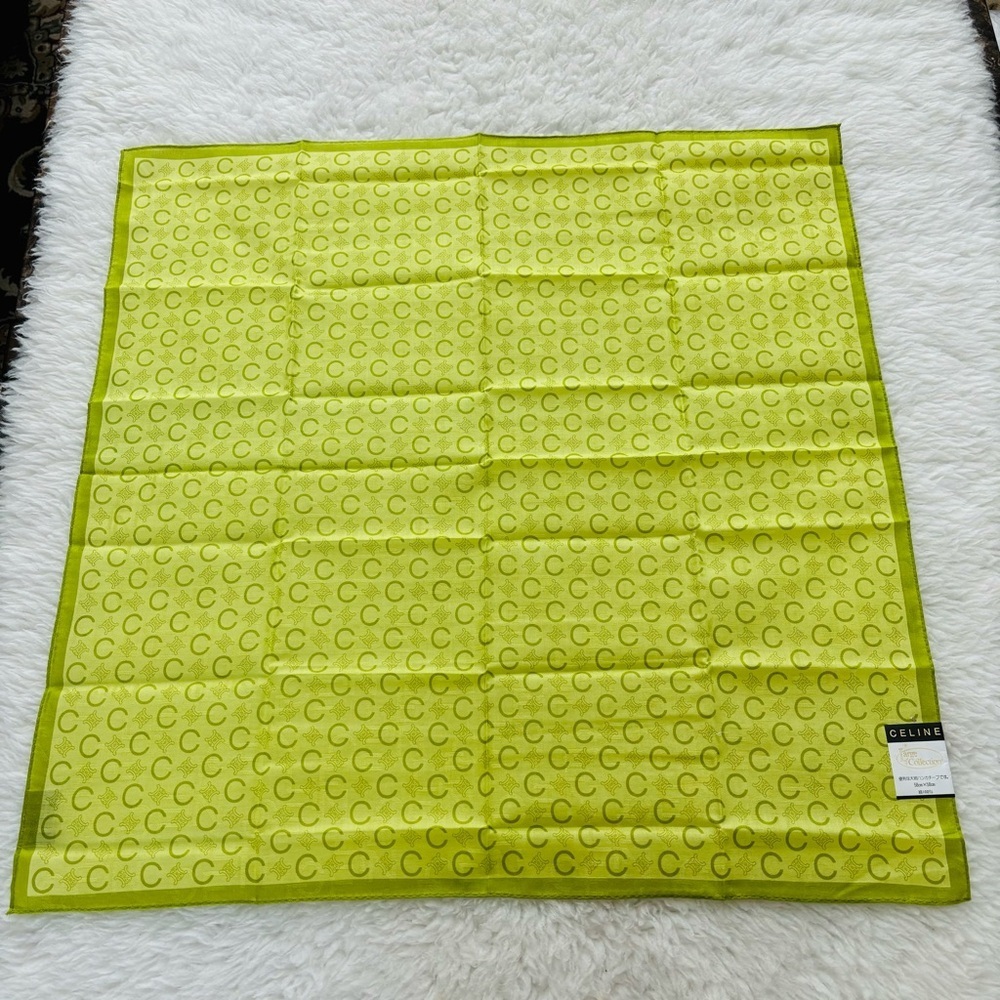 CELINE C Logomania Monogram 100% Cotton Square Bandanna/ Scarf Size 23” x 23” - Picture 10 of 16